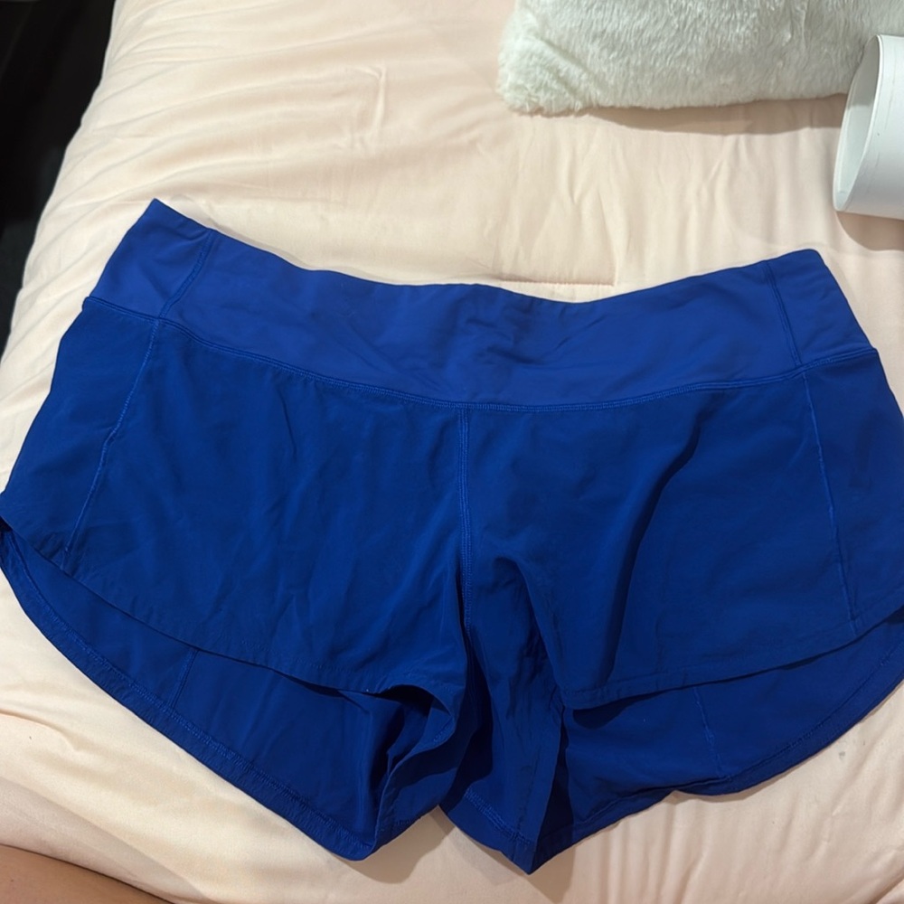 Blue lululemon 2.5" speed up shorts